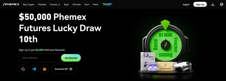 Главный экран Phemex